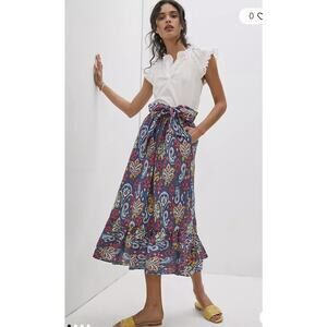Anthropologie Blue and Pink Maxi Skirt